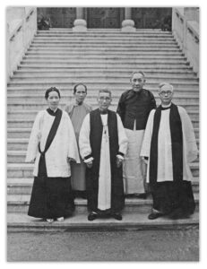 The Rev Li Tim-Oi, her mother, Bishop Mok, her father, ArchdeaconLee Kow Yan after her ordination as Deacon at St John’s Cathedral, HK - Ascension Day 22 May 1941